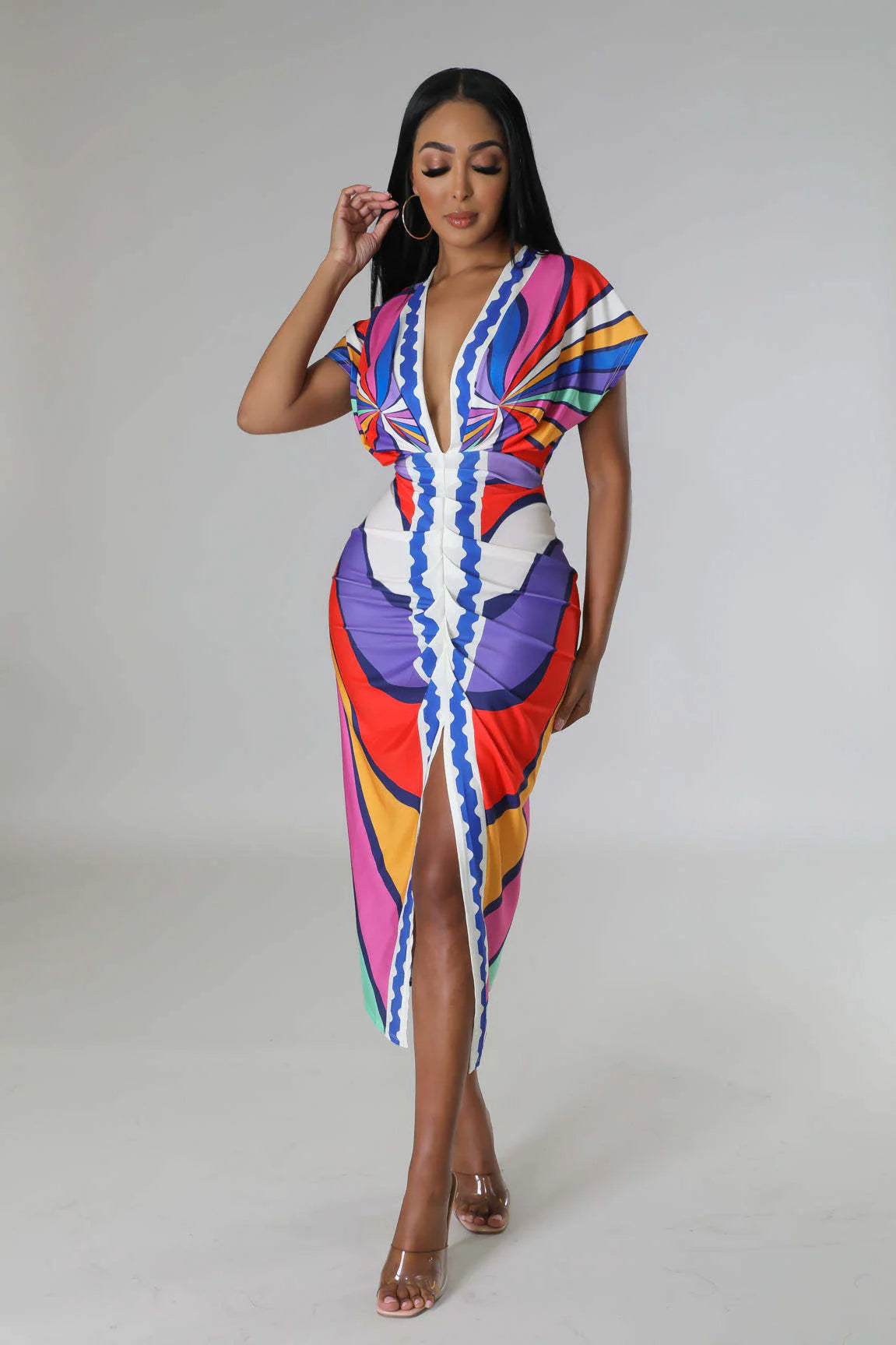 Fina Dam Klänningar Midi Bodycon Blommig Design Hållbart Material 6
