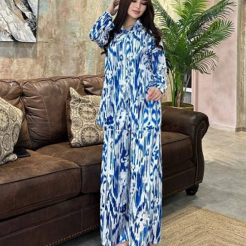 Kvinnors Långärmad Topp och Bredbyxor Set Polyester Vintage Stil-1
