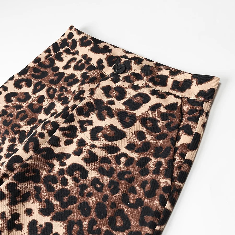 Kvinnors Byxor Hög Midja Leo-mönster Andningsbart Tyg 3
