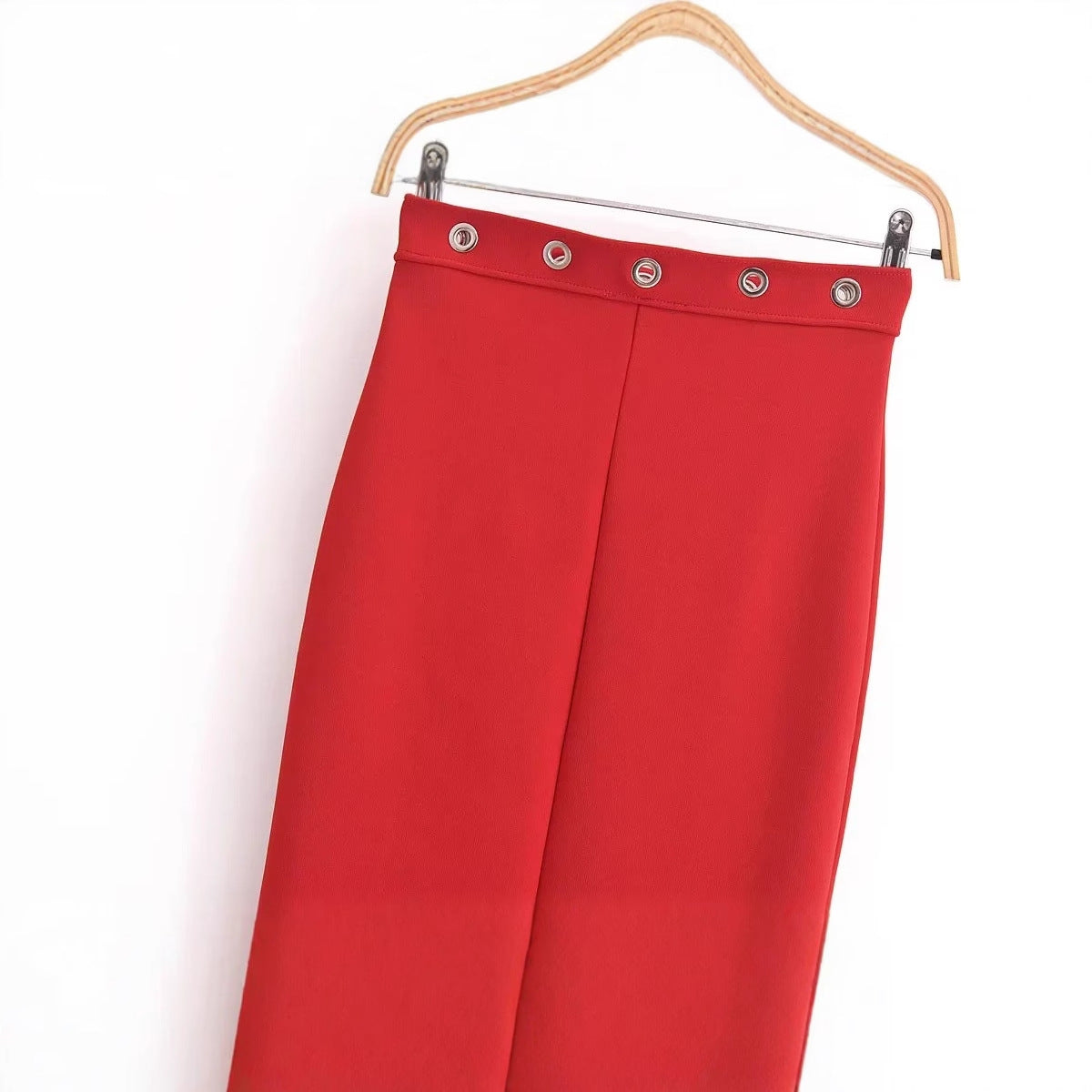 Kvinnors Blyertskjol Figurbetonande Elastiskt Tyg med Dekorativa Tryckknappar-3