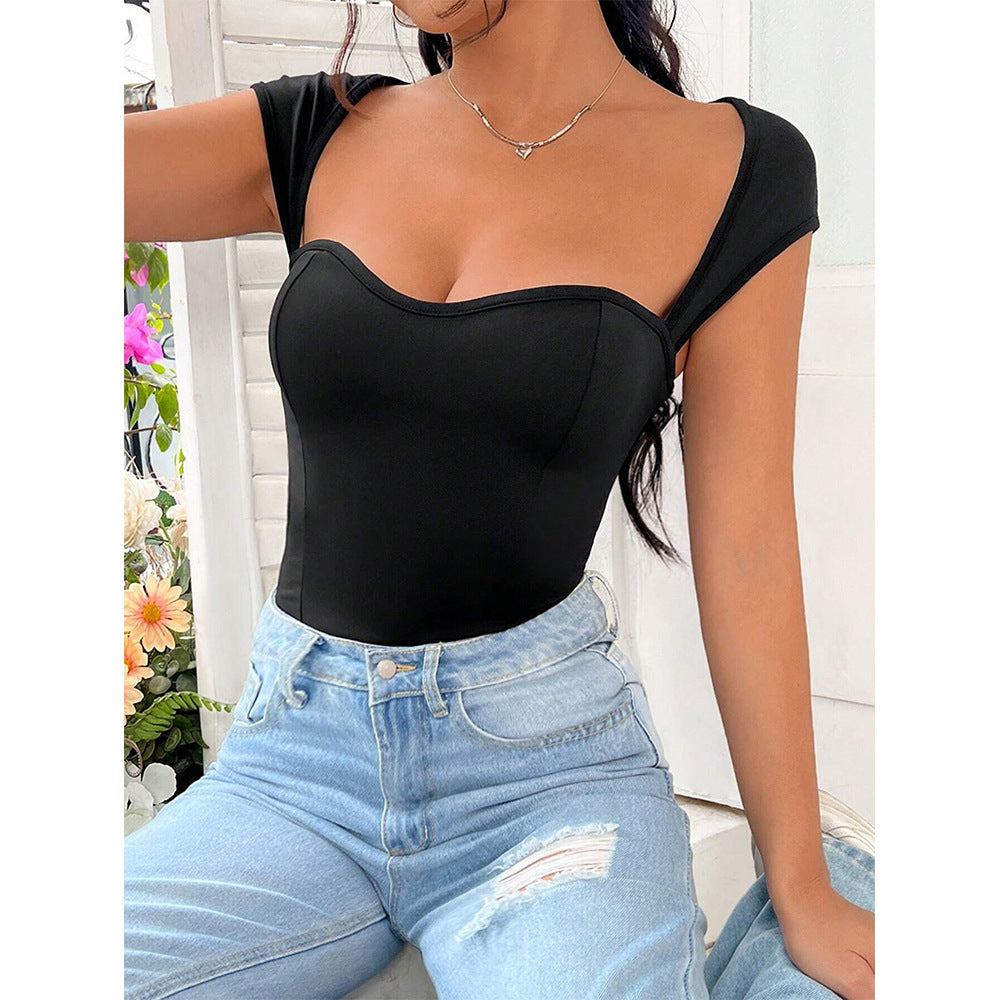 Dam Bodysuit Hög Midja Ärmlös Tunn-2