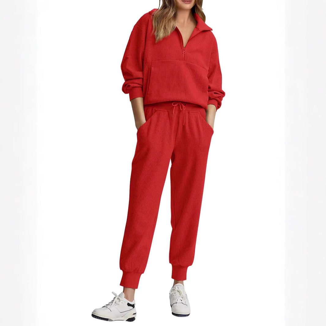 Herr Halvzip Sportuppsättning Långärmad Polyester-3