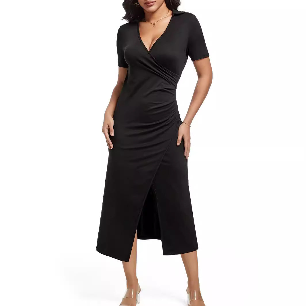 Variant image for Kvinnors Klänning Korshalslinje Delad Polyester Bodycon-4