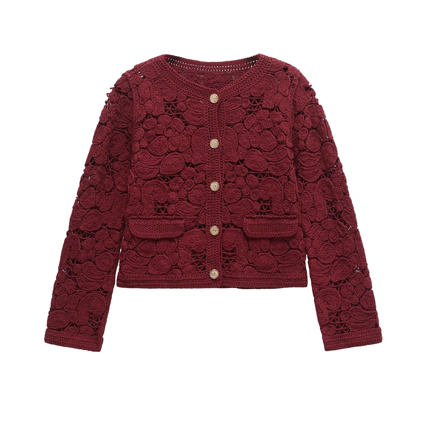 Elegante Damen Strickjacke mit Spitzen-Details und Knopfverschluss – Vielseitige Cardigan für Frühling und Herbst 6