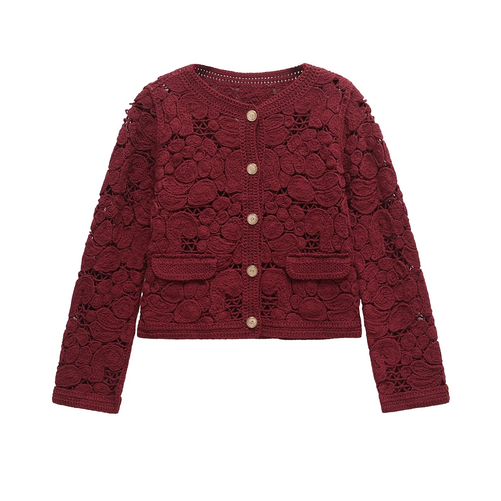 Elegante Damen Strickjacke mit Spitzen-Details und Knopfverschluss – Vielseitige Cardigan für Frühling und Herbst 6