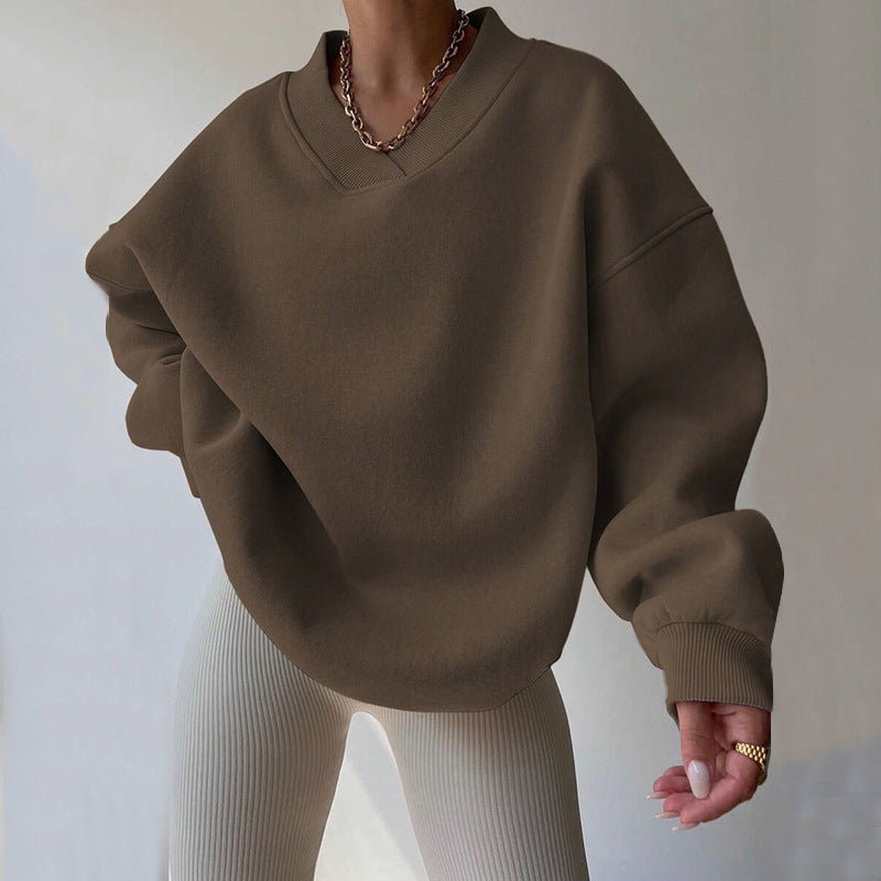 Dam Långärmad Tröja Avslappnad Polyester Loose Fit-5