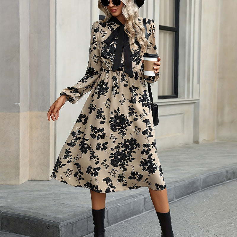 Dam Klänning A-Line Långärmad Polyester Midi-2