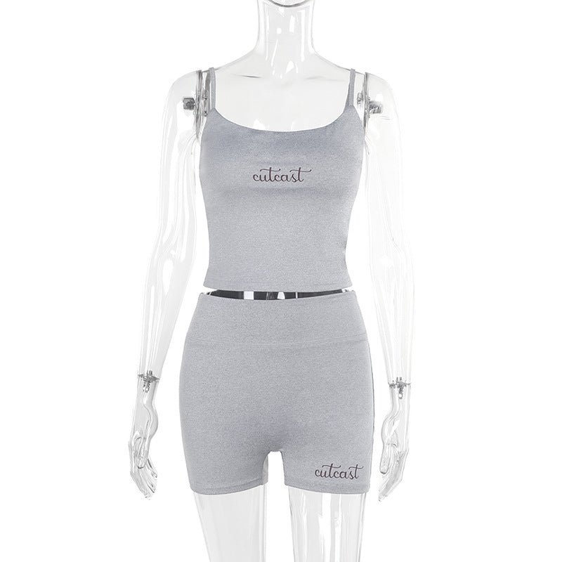 Kvinnor Sportigt Set Crop Top och Shorts Mjuk Textil 1