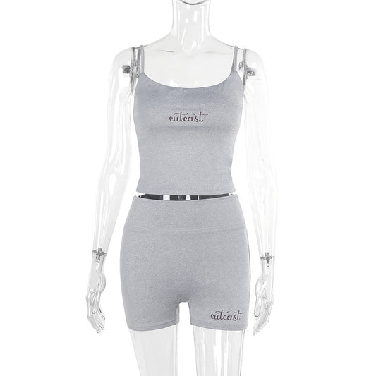 Kvinnor Sportigt Set Crop Top och Shorts Mjuk Textil 1