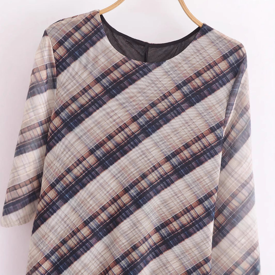 Dam Klänning A-Line Långärmad Polyester med Abstrakt Mönster-3