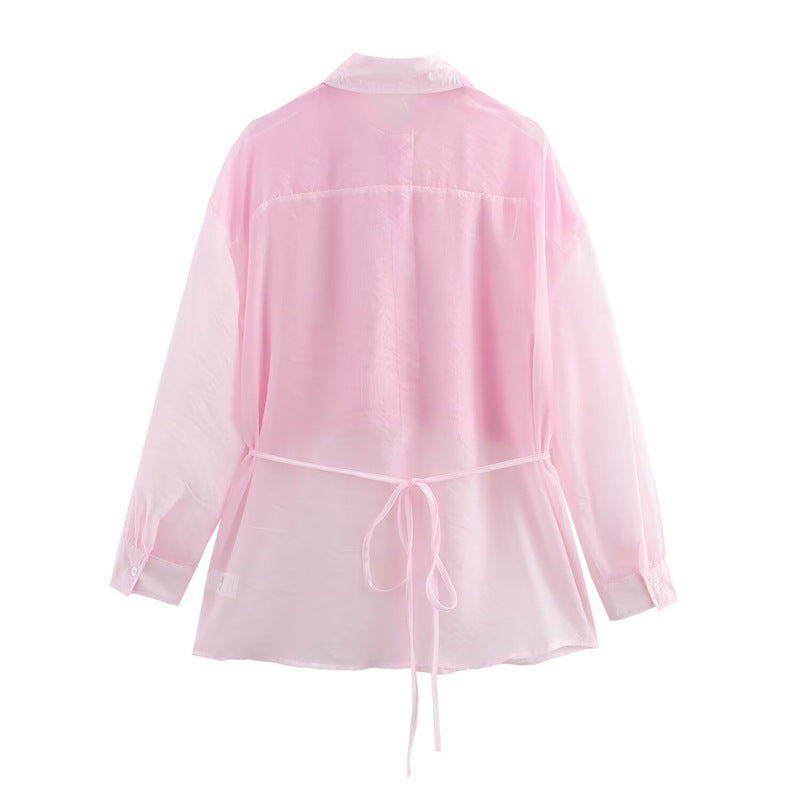 Dam Blus Långärmad Färgblock Polyester Pullover-3