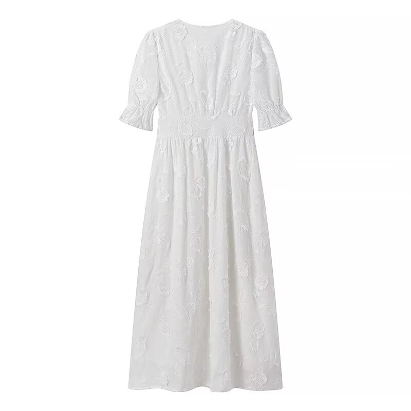 Dam Cardigan V-ringning Broderad Polyester-2