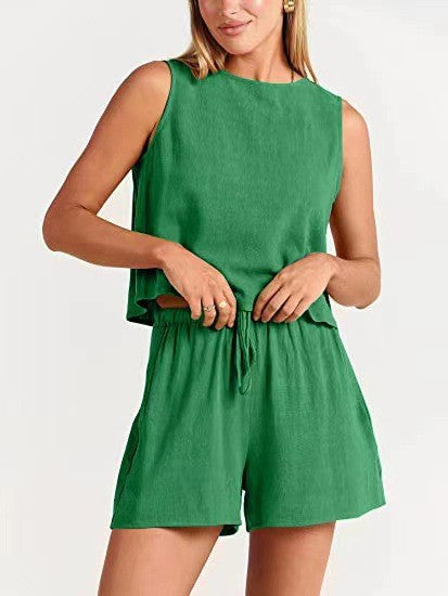 Variant image for Damset Avslappnad Topp och Shorts i Andningsbart Material-1