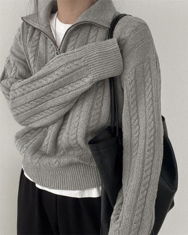 Dam Turtleneck Tröja Vintage Stil med Blixtlås 100% Akryl 8