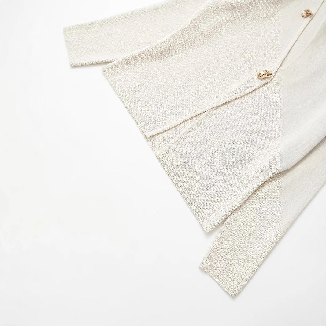 Kvinnors Cardigan V-Hals Mjuk Stickad Komfortabel Design-4