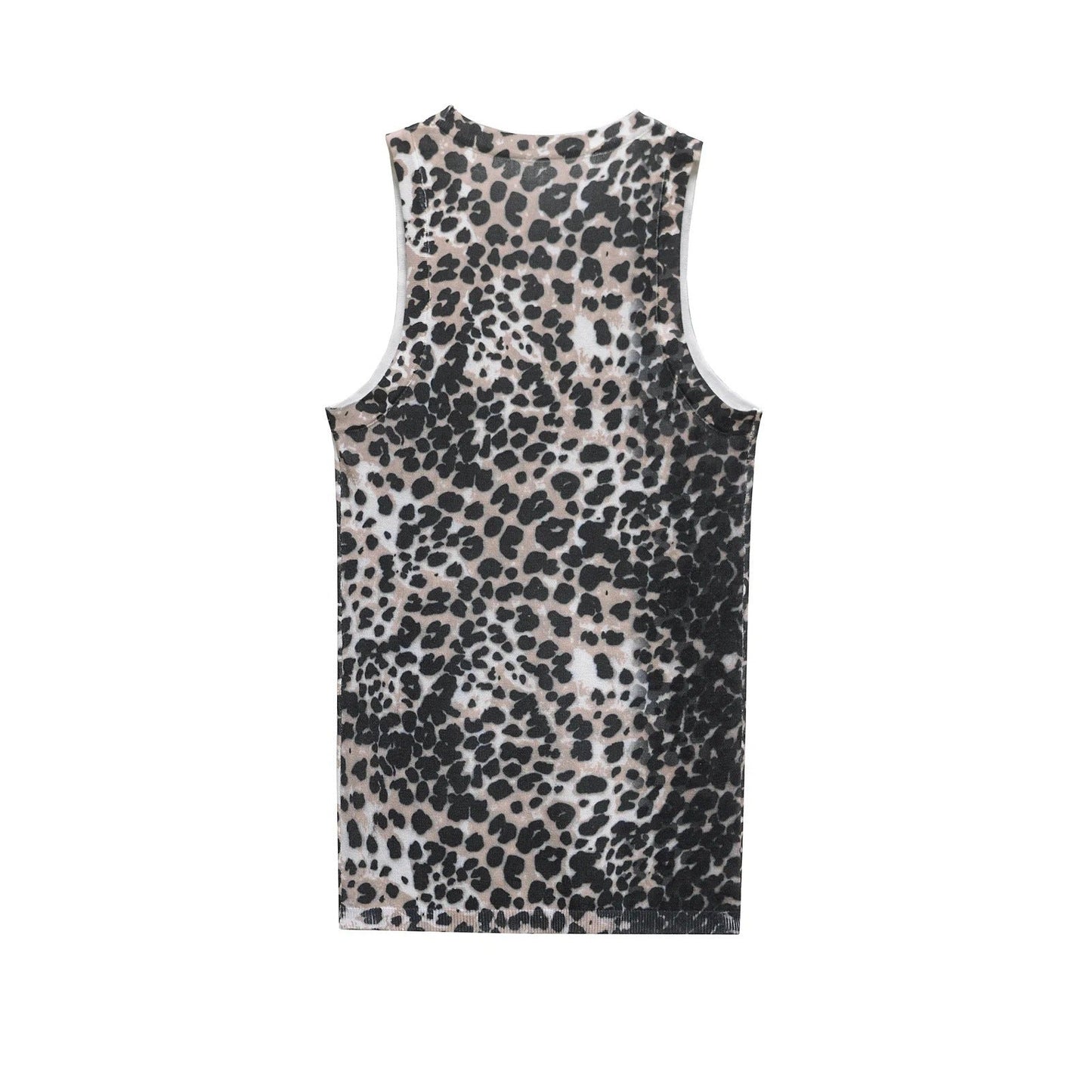 Kvinnors Ärmlös Topp Leopardmönster Andningsbart Material 2
