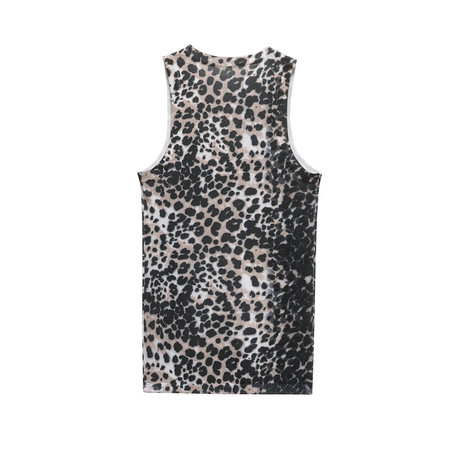 Kvinnors Ärmlös Topp Leopardmönster Andningsbart Material 2