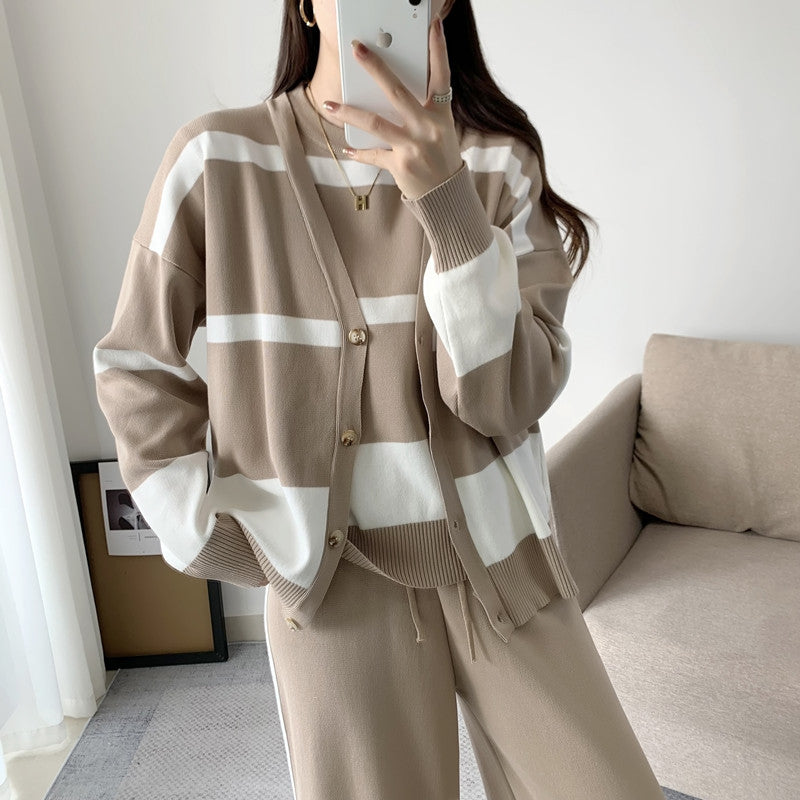 Dam Tre Dela Set Randig Akryl-2