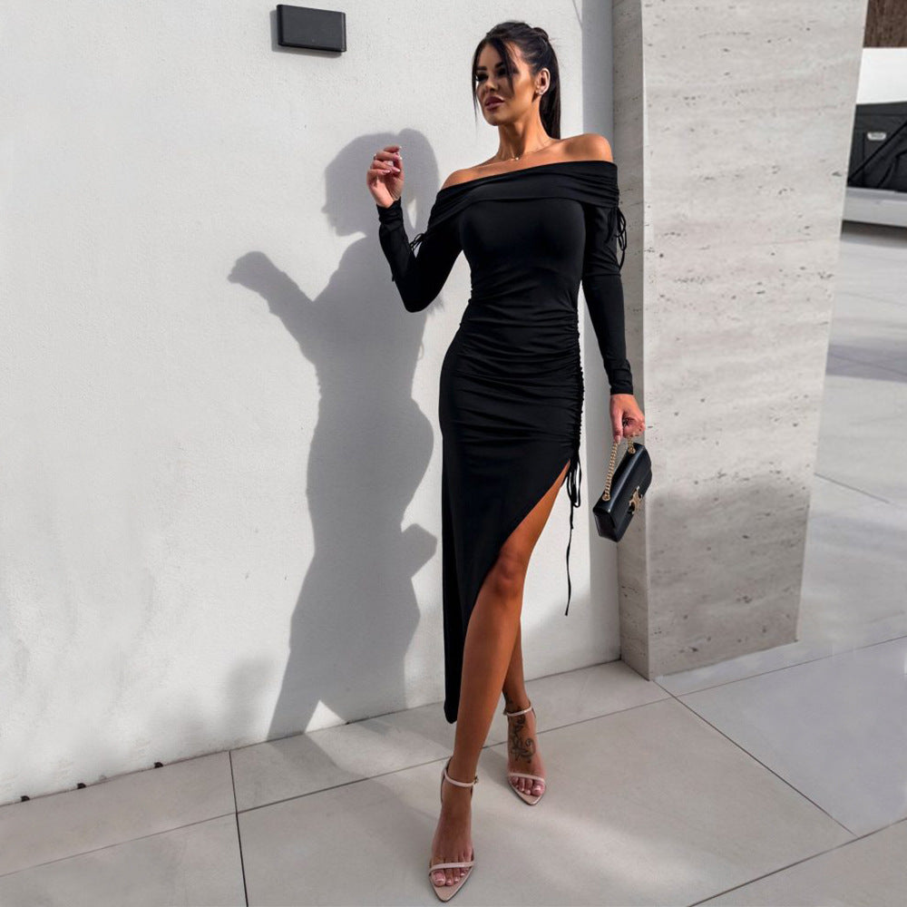 Fina Dam Klänningar Midi Asymmetrisk Polyester-2