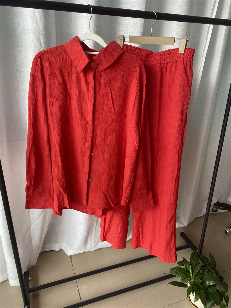 Variant image for Dam Långärmad Skjorta och Raka Benbyxor Polyester Elegant Outfit-21