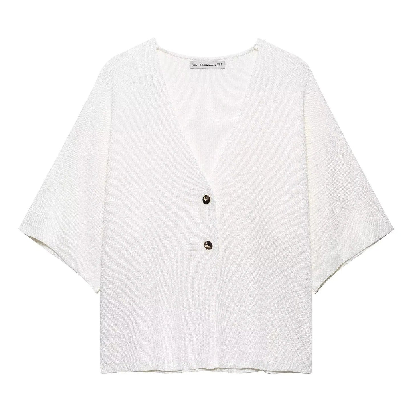 Kvinnors Kofta V-hals Mjukt Tyg Med Dekorativa Knappar-1