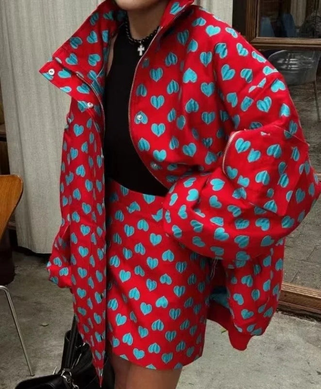 Minikjol med Hjärtmotiv i Polyester – Avslappnad Passform och Midjepassform för Vardags- och Festlook 8