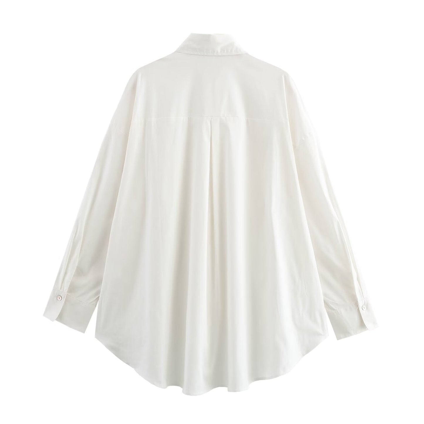 Herrskjorta Långärmad Monokrom Bomull med Borttagbar Krage-3