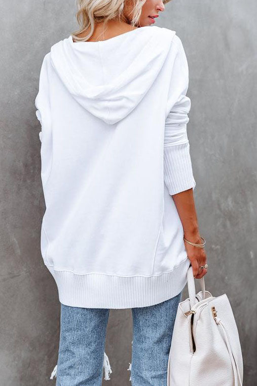 Lång Hoodie Dam med Huvud och Fickor i Mjuk Polyester-4