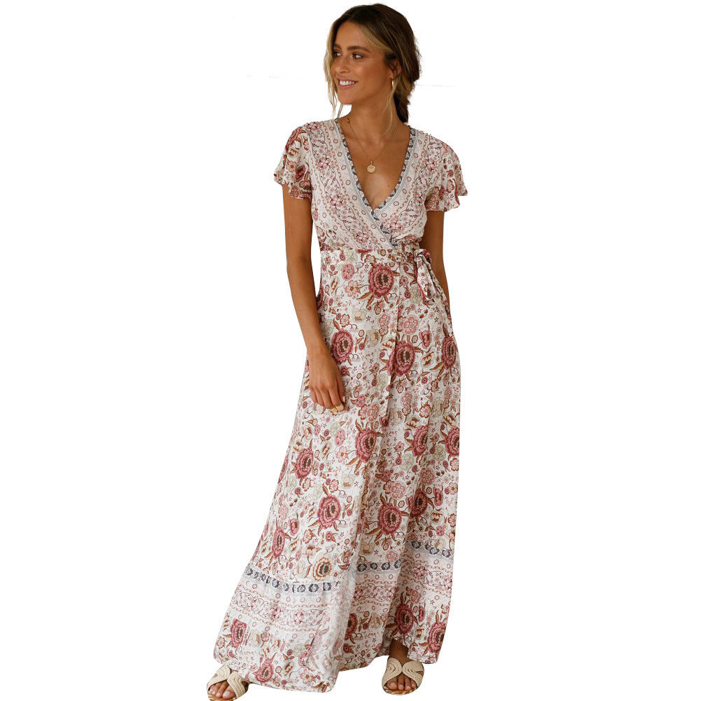 Variant image for Långklänning Dam Bohemisk V-ringad Chiffon för Fest och Bröllop-1
