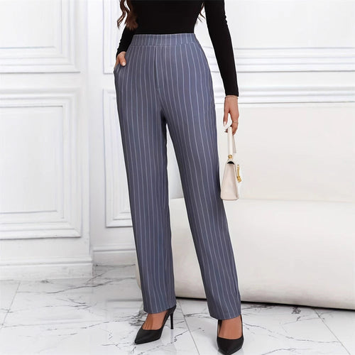 Dam Hög Midja Byxor Med Stripes Andningsbara Tyger 1