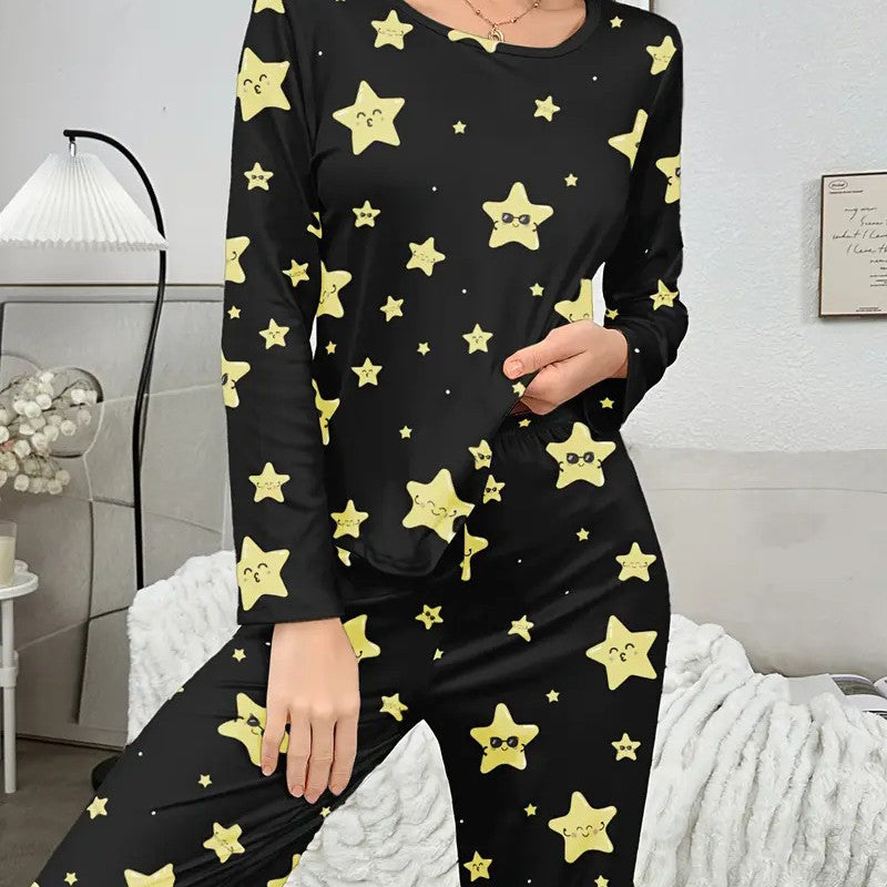Dam Tvådelad Uppsättning Långärmad Casual Polyester 4