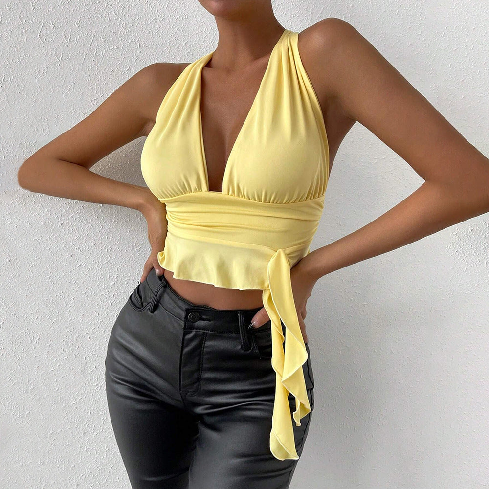 Dam Haltertop Slim Fit Mjölk Silke-5