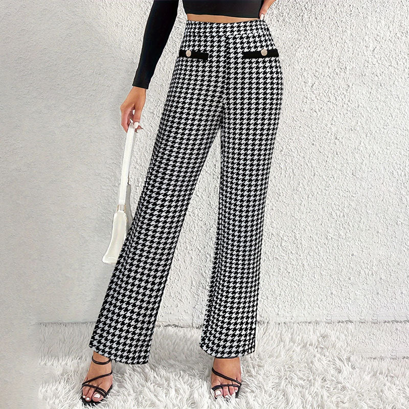 Kvinnors Byxor Hög Midja Bred Snitt Hållbart Tyg 3