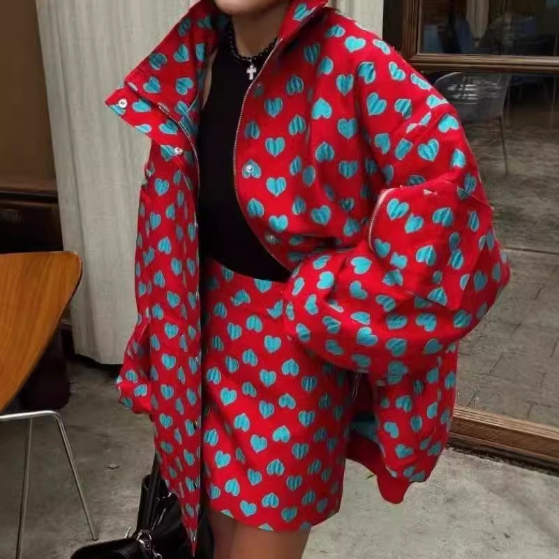 Minikjol med Hjärtmotiv i Polyester – Avslappnad Passform och Midjepassform för Vardags- och Festlook 4