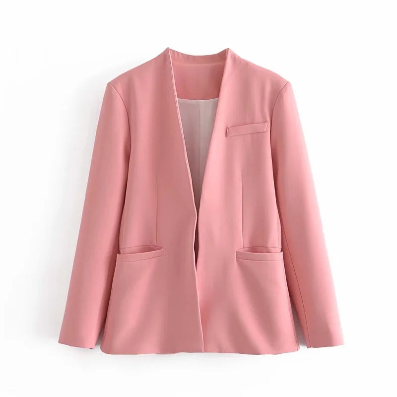 Dam Blazerjacka Lång Ärmar Polyester Enkelfärgad-6