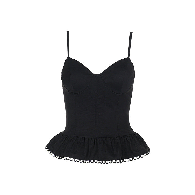 Kvinnors Bustier Topp Voluminös Ruffle Andningsbart Material-6