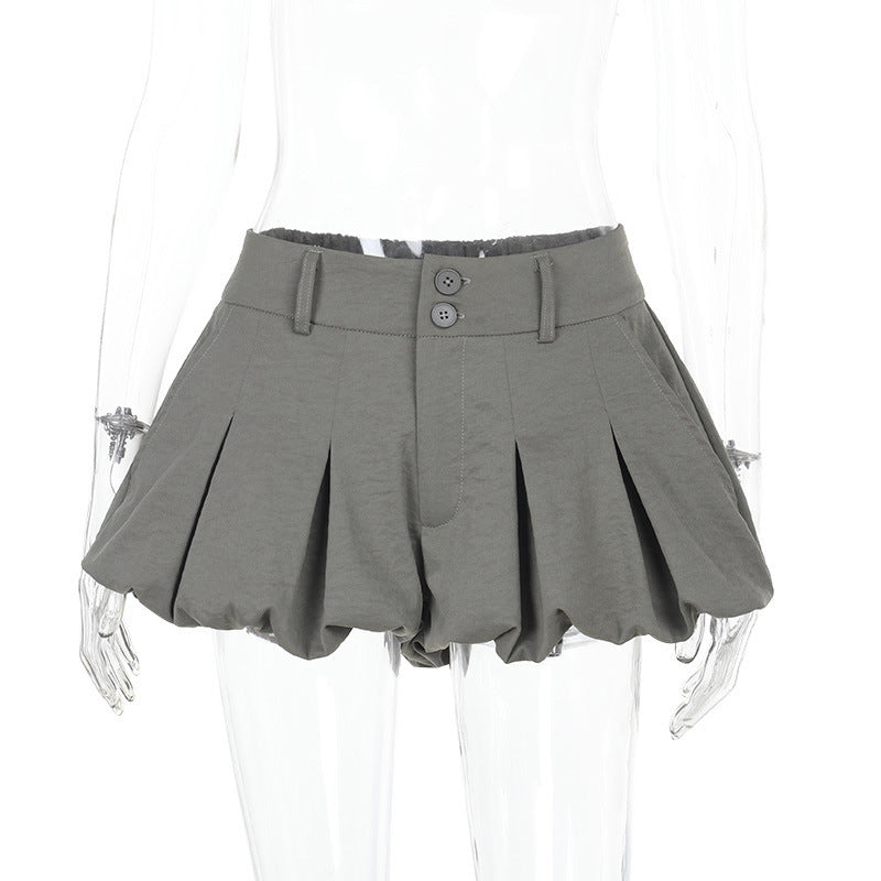 Kvinnors Veckade Shorts Avslappnad Design Andningsbart Tyg 1