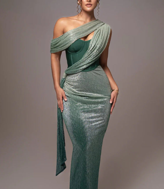 Variant image for Dam Klänning Asymmetrisk Halsringning Smal Passform Polyester-11