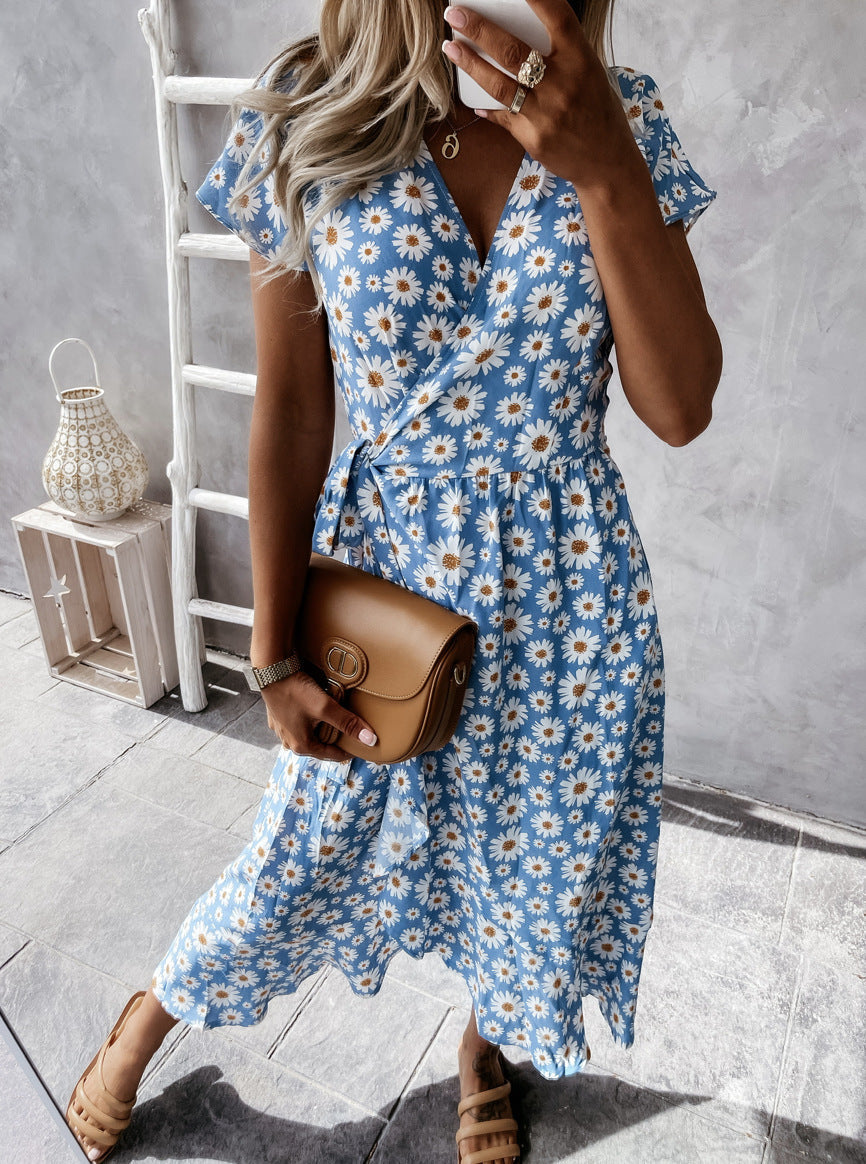 Asymmetrisk Midi Damklänning i Polyester med Justerbart Midjeband – Eleganta och Fina Damklänningar för Alla Tillfällen 1