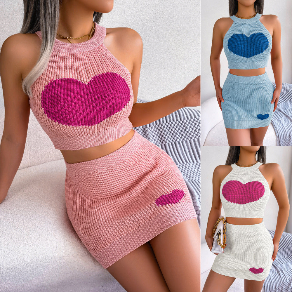Dam Cropped Top Färgblock Polyester och Minikjol-2