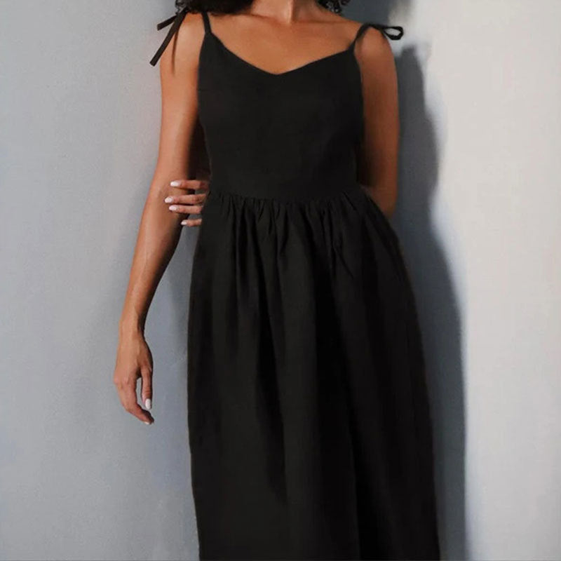 Variant image for Damklänning Midi V-ringning Polyester för Elegant Look-7
