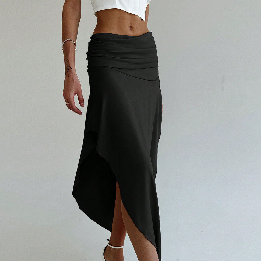 Dam Midi-Rock Asymmetrisk Polyester-5