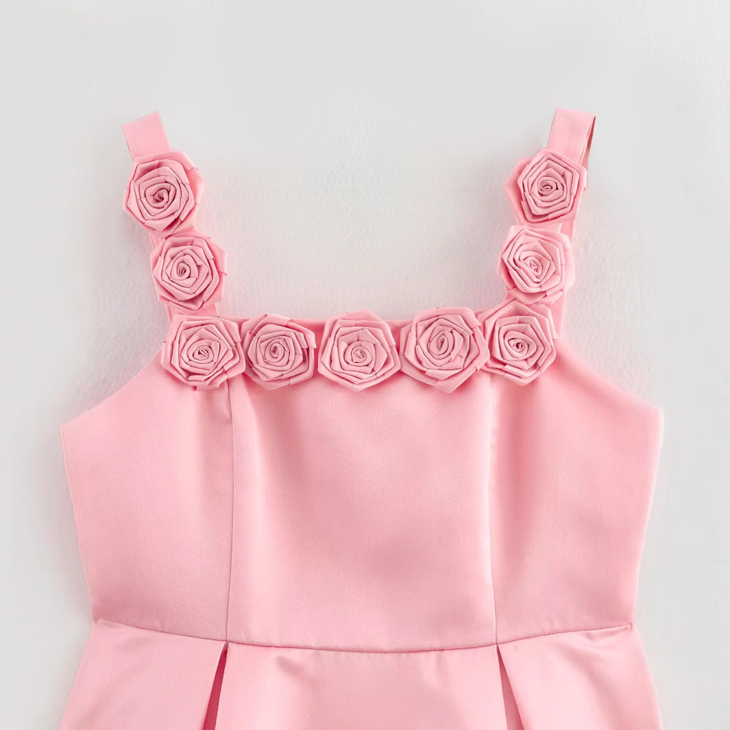 Kvinnors A-linjeformad Slipklänning med 3D Blommor i Satin 2