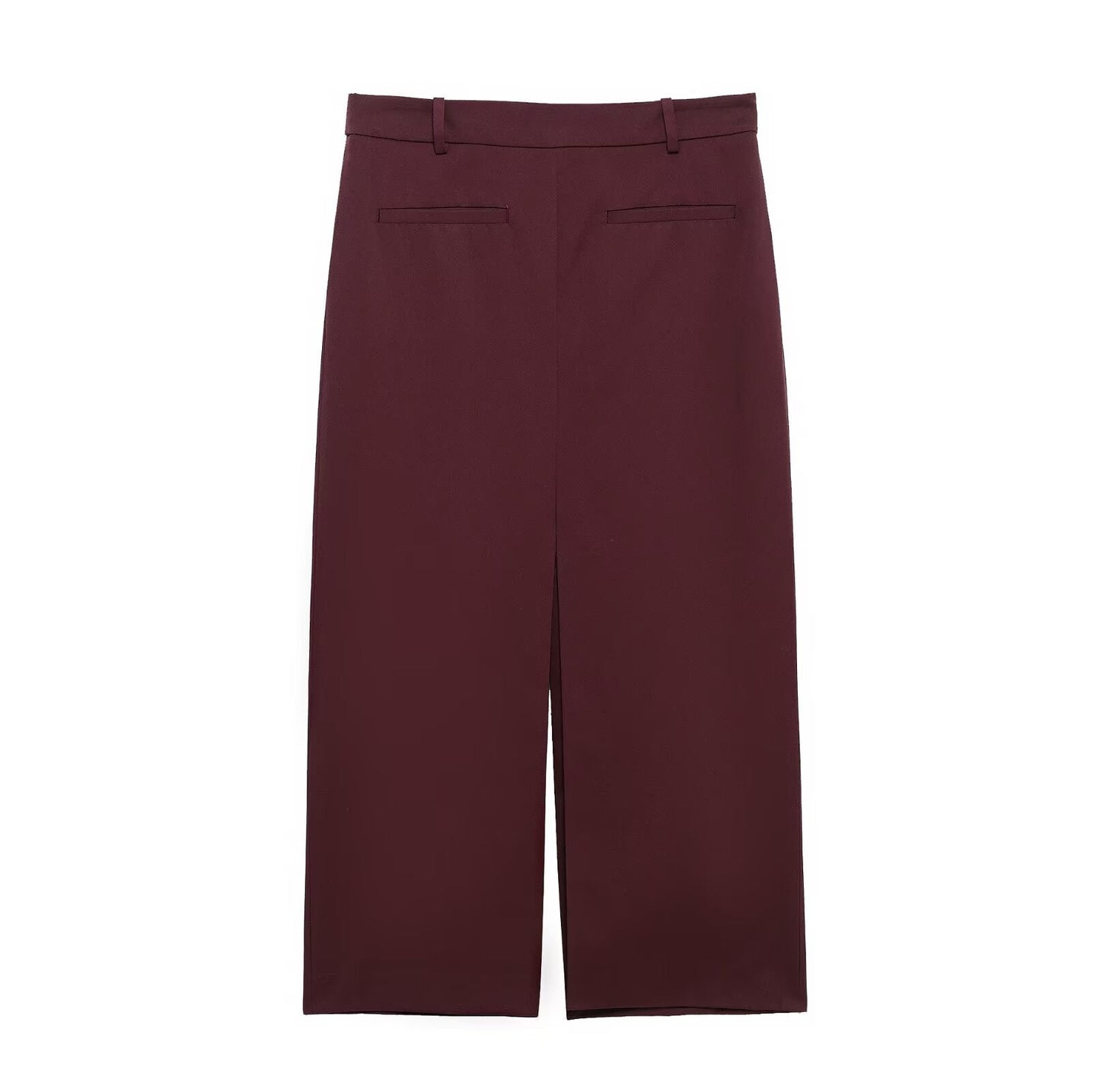 Dam Midi Rock med Öppet Slot Polyester Mönstrad-1