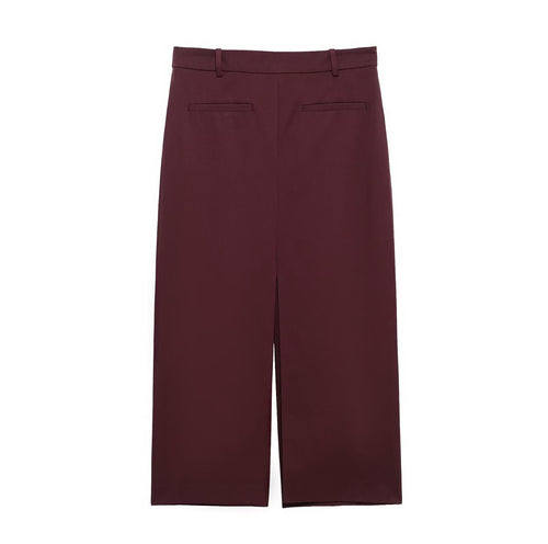 Dam Midi Rock med Öppet Slot Polyester Mönstrad-1