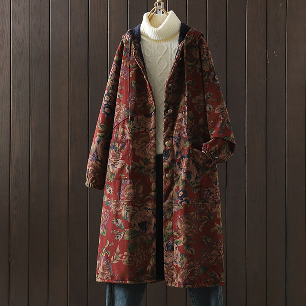 Dam Kappa Vintage Blommigt Tryck Lätt Polyester-4