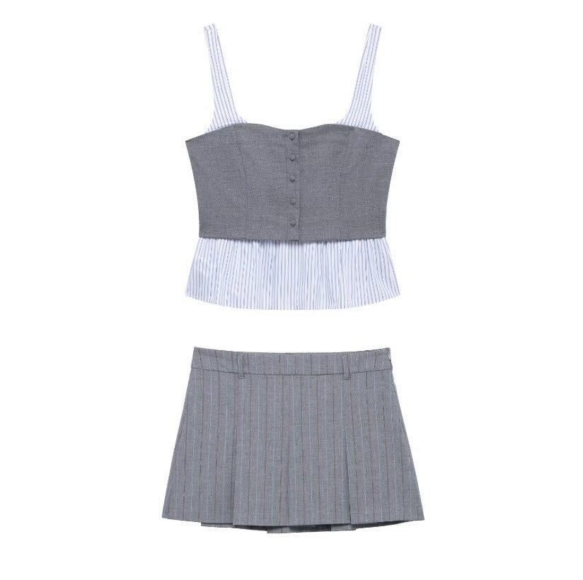 Kvinnors Mini Kjol Set Axelremmar Randig Polyester-2