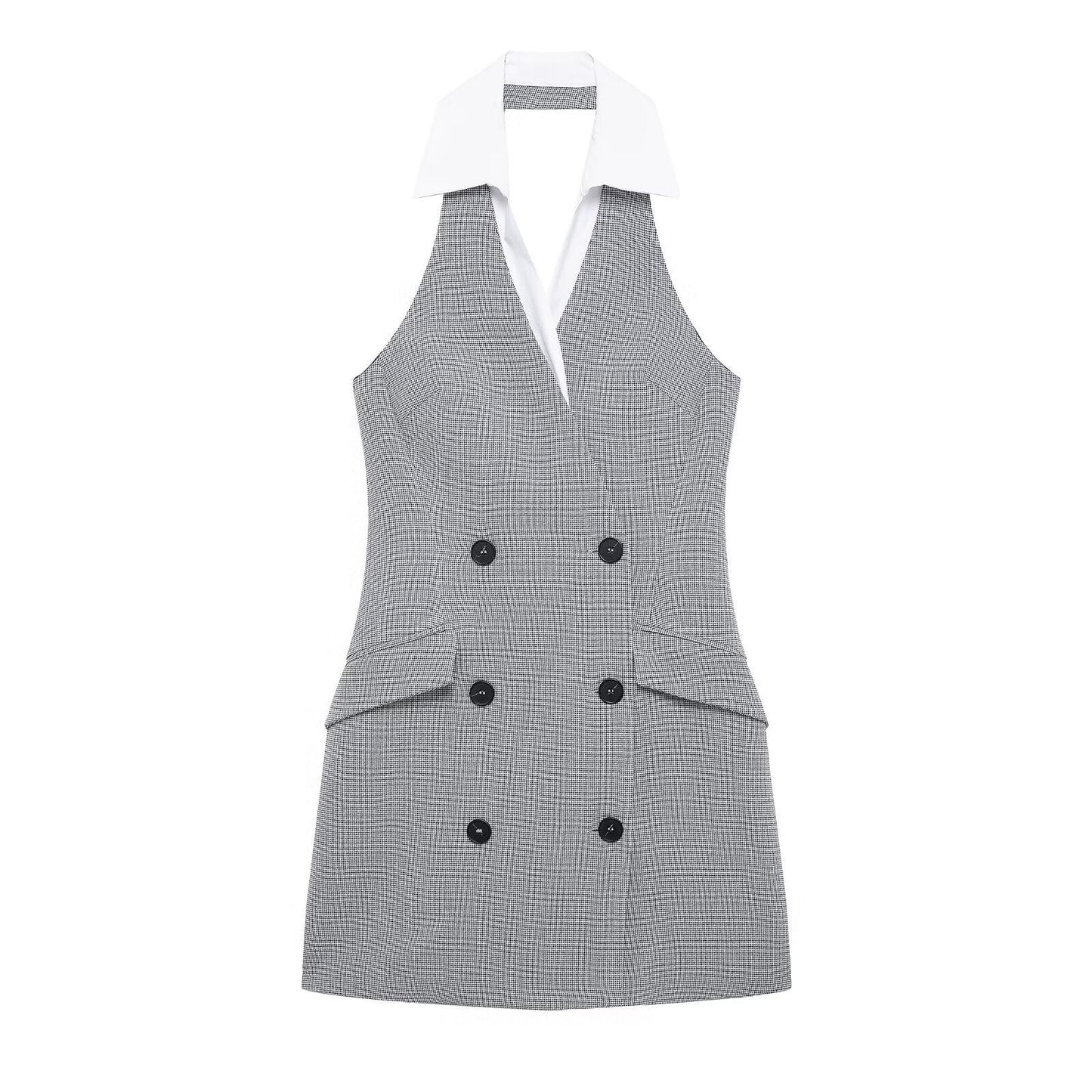 Kvinna A-Line Klänning Kort Patchwork Polyester-1