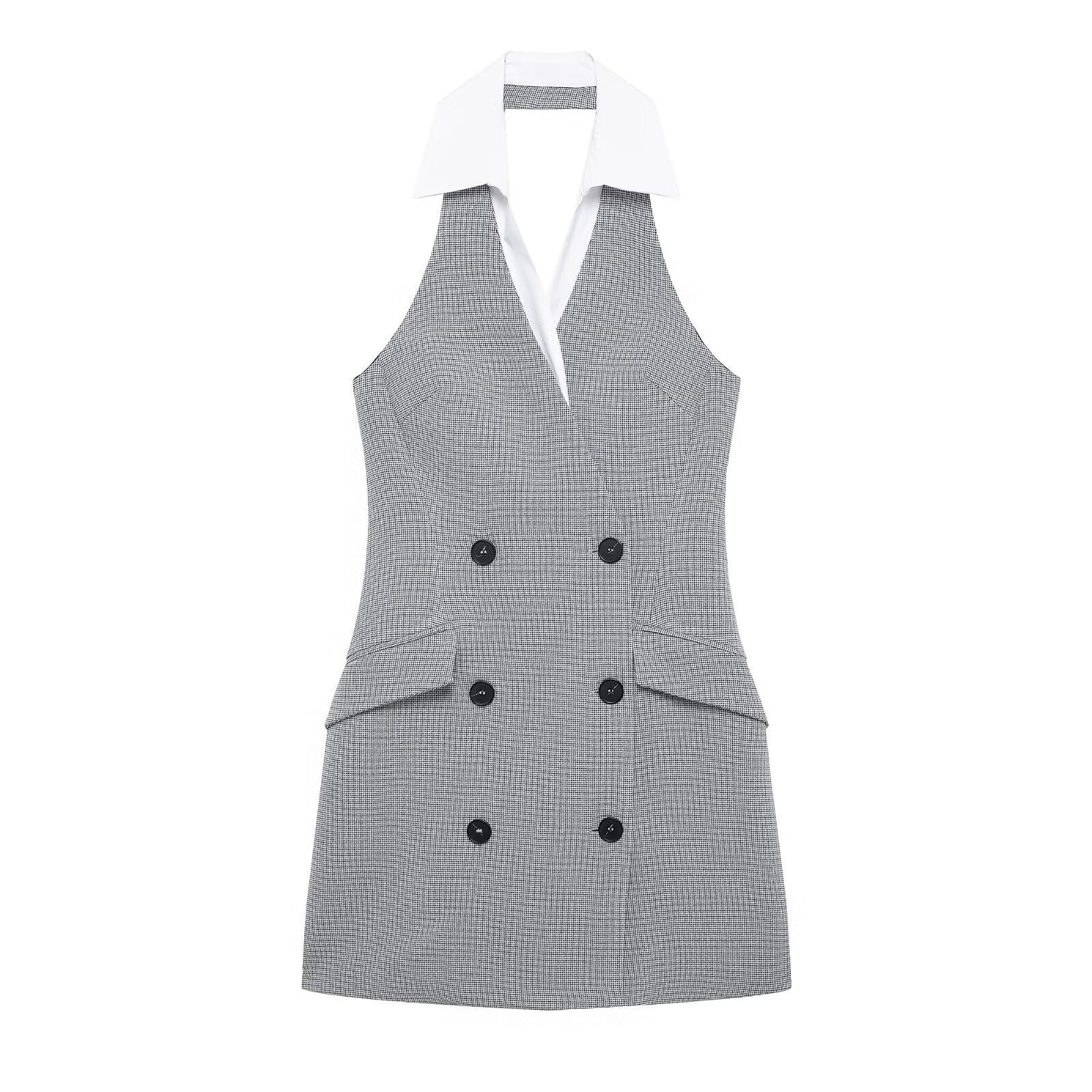 Kvinna A-Line Klänning Kort Patchwork Polyester-1