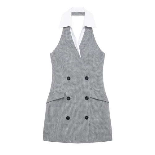 Kvinna A-Line Klänning Kort Patchwork Polyester-1